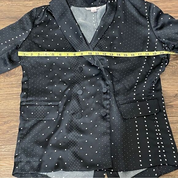 Victoria's Secret Satin Jacquard Bed & Evening Black White Polka Dot Blazer Med - Picture 12 of 13